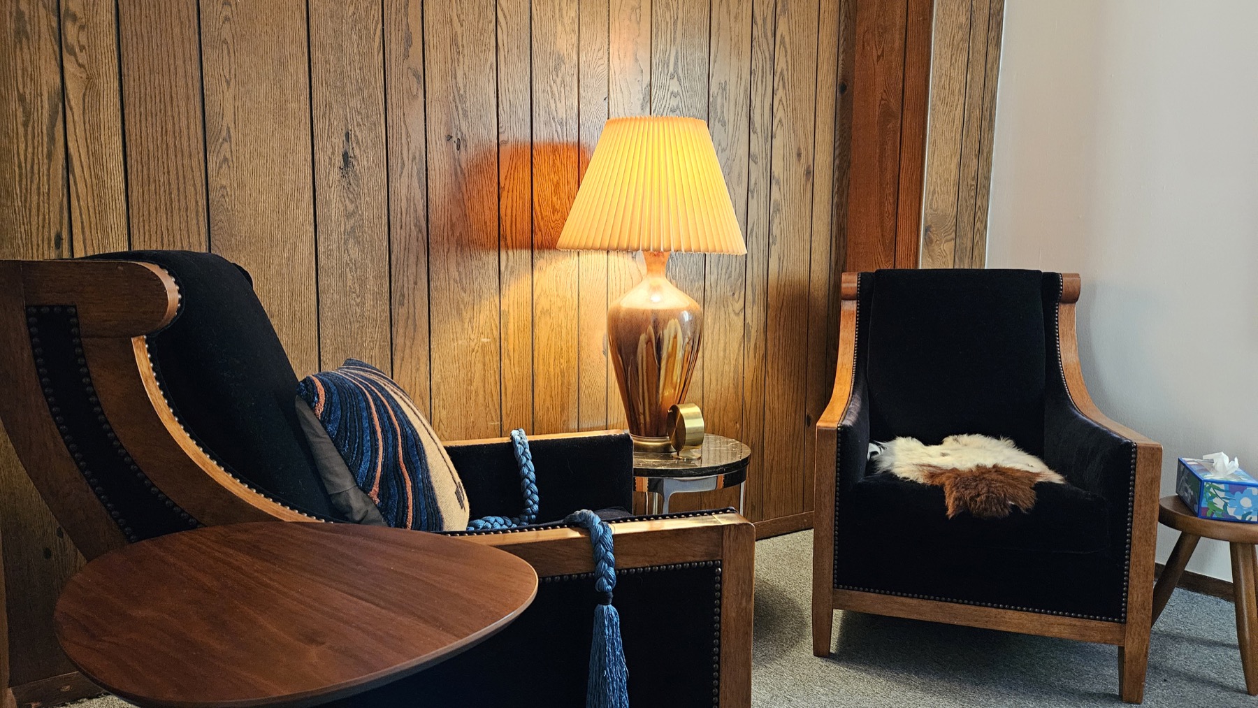 Amrita Shakya's Champaign office seating area